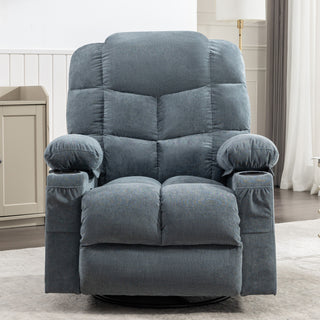 Oversized Massage Rocker Recliner Chair (Blue) | Manual Massage, Heat, USB &amp; 2 Cup Holders