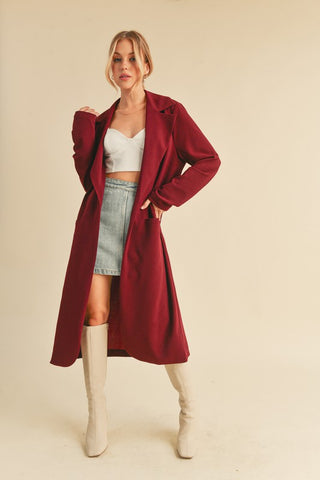 Aemi + Co Lapel Collar Long Sleeve Longline Coat