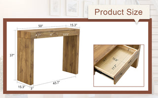 Elegant Natural Wood Grain Bar Table-50 Inches Long, a Practical Choice foElegant Natural Wood Grain Bar Table - 50 Inches Long with Two Drawers, Versatile Bar Table or Desk for Modern Homesr Modern Homes.Wood Grain Texture Sticker,Equipped With Two Drawers.Serving As A Bar Table Or A Desk.