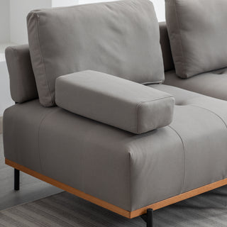 100.7'' L-Shape Sectional Sofa 3-Seater Couches with a Removable Ottoman, Comfortable Fabric for Living Room, Apartment, Grey