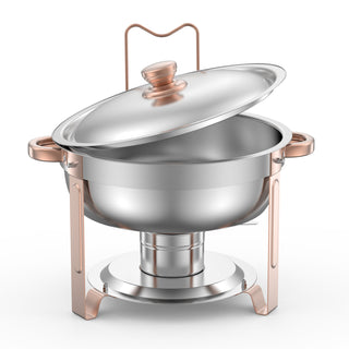 5 Qt 4-pack round chafing dish buffet set rose gold, view 5