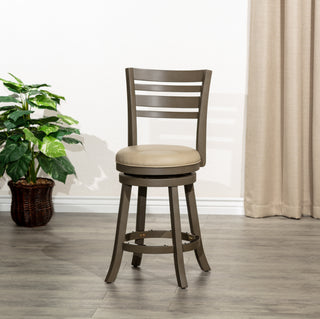 Granby 24 inch Counter Height Slat Back Swivel Stool, Weathered Gray