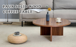 Versatile Round Coffee Table – Walnut-Finished MDF, Modern Minimalist Nordic Style, 31.5" Diameter

