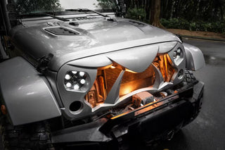 Halloween Front Grille Grid Grill for 2007-2018 Jeep Wrangler Rubicon Sahara Sport JK/JKU, Matte Black