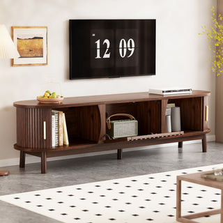 Modern Farmhouse TV Stand for 75" TVs – Wood Entertainment Center with Storage Cabinets & Shelves, TV Console Table for Living Room or Bedroom