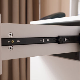 White Vanity Desk with Lighted Mirror & Power Outlet | Makeup Table with Storage Drawers & Cabinet