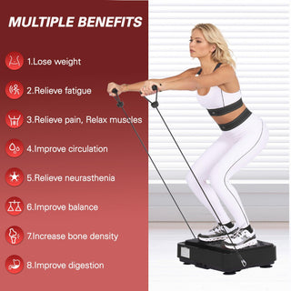 Vibration Plate Exercise Machine with Resistance Bands – 10 Modes, 500LBS Capacity, Remote Control & LCD Display for Weight Loss & Home Fitness