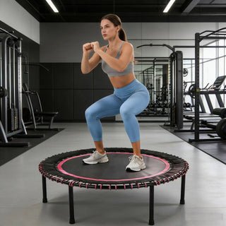 48 INCH Springless Mini Fitness Trampoline , Indoor/Outdoor Exercise Rebounder for Quieter and Safer Workouts, Loading 450lbs, GYM Jumping Cardio Trainer ,Family Kids & Adult Exercise Trampoline