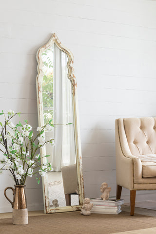 19x1.6x73.2' Oversized Full Length Floor Mirror, Vintage White Shabby Chic Wooden Frame for Leaning, Bedroom, Living Room