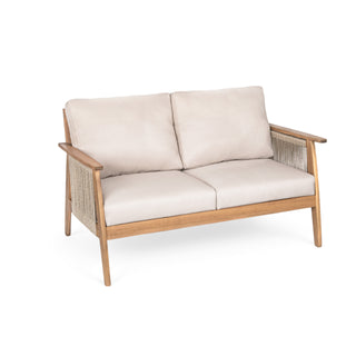 Outdoor 4-piece Acacia Wood and Rope Sectional Patio Sofa Set