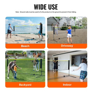 Badminton Net, Height Adjustable Volleyball Net, 14ft Wide Foldable Pickleball Net, Portable Easy Setup Tennis Net Set with Poles, Stand and Carry Bag, for Kids Backyard Game Indoor Outdoor Use