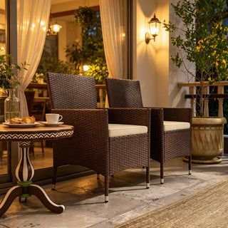 Garden Stackable Chairs,Rattan Dining Chairs,Rattan Chairs with Backrest(Only 2 PCS chairs)