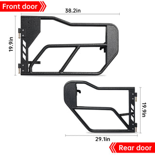 Tube Doors with Side View Mirror for 2018-2024 Jeep Wrangler JL JLU & Gladiator JT 4-Doors (Includes 4XE) 4-piece set Off Road Summer Trail Adventure