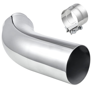 Elbow Exhaust Tip, 4 Inch Inlet, 6 Inch Outlet, 23 in Overall Length, Chrome Turn Down Exhaust Tip with Clamp for Truck, Sedan, Sports Car, SUV, Chrome Structure for High Temperature Resistance