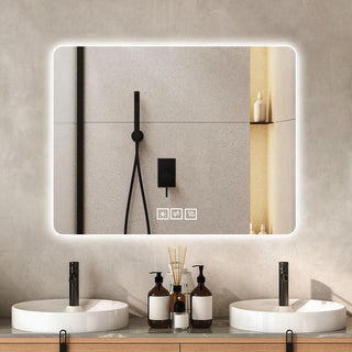 28*36 Inch Bathroom Mirror with Led Lights Front and Backlit, Anti-Fog Lighted Vanity Mirrors for Wall Mounted, 3 Colors and 5 level Dimmable, Horizontal/Vertical