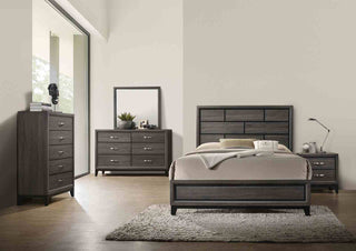 Two-Tone Gray 2-Drawer Nightstand with Wooden Legs - Modern Bedroom Furniture Side Table with Contemporary Finish
