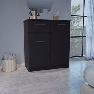 Idaho 2-Door 1-Drawer Dresser Black - Heavy-Duty Compact Bedroom Storage Cabinet