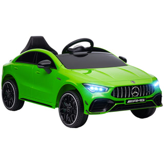 Qaba Mercedes-Benz AMG CLA 45 Licensed 12V Kids Electric Car – Battery Powered Ride-On Car with Remote Control, Transport Wheels, Spring Suspension, LED Lights, Music Horn, Green