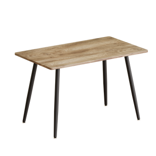 47" Modern minimalist MDF wood color dining table, black metal legs, small sized dining table, computer desk, office desk, kitchen table, for4- 6 Seat.Suitable for home & kitchen