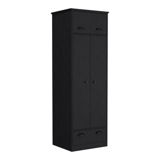 Falkland Black Armoire with Drawer and Hinged Storage | Modern Closet