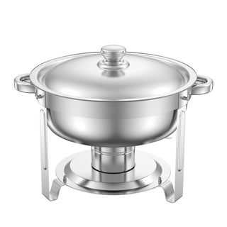 5 Qt 4-pack round chafing dish buffet set silver, view 12