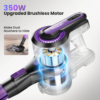 POWEART V870 Purple Cordless Vacuum, 30KPa Suction, 350W Motor, 8-in-1 Cleaner