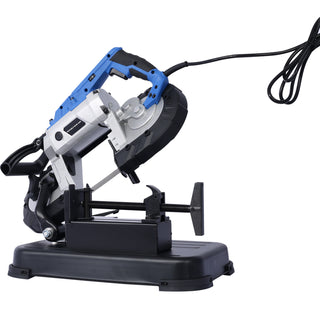 High-Performance Portable Band Saw with Removable Steel Base, 45°-90° Cutting, 10A 1100W Motor, 5-inch Depth Cut,