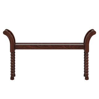 Elegant Retro Style Bench with Turned Legs, Bed End Bench for Bedroom or Living Room Decor, Walnut