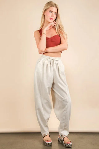 VERY J Solid Barrel Comfy Woven Pants