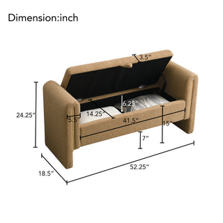 Modern Teddy Bed End Bench with Arms and Storage – Upholstered Large Foot Rest Stool, Comfy Window Vanity Bench for Living Room, Bedroom, Dorm, Coffee Table, Teddy Coffee