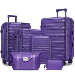Luggage Sets 6 Piece with Duffel Bags, Hardside Expandable Suitcases with Spinner Wheels TSA Lock, Purple