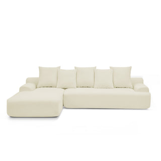 Modern L-Shape Sectional Sofa Couch – 110.25"x67", Modular Melange Velvet Sofa in Beige, Free Combination Design