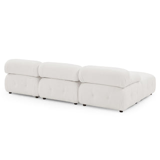 Modular Sectional Sofa – Button Tufted Design, DIY Combination, L-Shaped Couch with Reversible Ottoman, Ivory Teddy Fabric