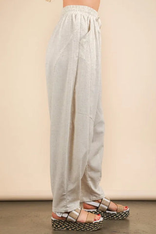 VERY J Solid Barrel Comfy Woven Pants