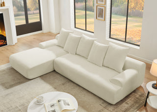 Modern L-Shape Sectional Sofa Couch – 110.25"x67", Modular Melange Velvet Sofa in Beige, Free Combination Design