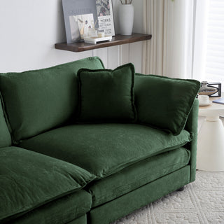 Green Chenille 2-Piece Sofa Set - Modern 2+3 Seater Deep Seat Living Room Group
