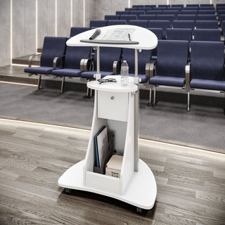 Deluxe Sit-to-Stand Rolling Laptop Cart, White