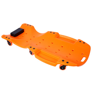 Plastic Creeper 48 Inch - Blow Molded Ergonomic HDPE Body with Padded Headrest & Dual Tool Trays - 440 Lbs Capacity ORANGE