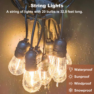 Title
13' x 6.5' Wooden Pergola Grill Gazebo with Metal Roof & Bulbs & Bar Counters
