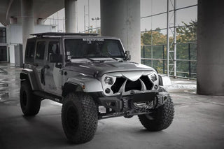 Halloween Front Grille Grid Grill for 2007-2018 Jeep Wrangler Rubicon Sahara Sport JK/JKU, Matte Black
