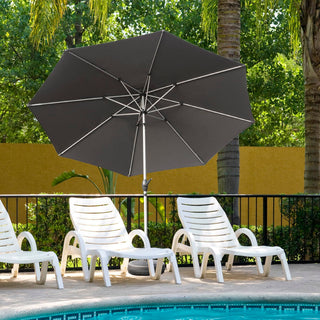 10FT Patio Umbrella, Outdoor Table Umbrella with Push Button Tilt and Crank, UV Protection Waterproof Market Sun Umbrella with 8 Sturdy Ribs for Garden, Deck, Backyard, Pool (Gray)