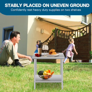 48''*24'' Commercial Work Table for Restaurant and Home Stainless Steel Kitchen Prep Table with Under Shelf