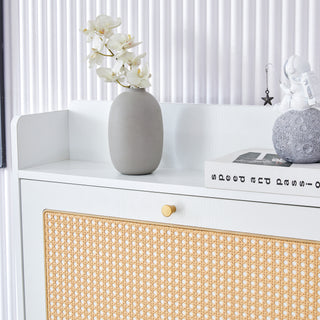 Modern Minimalist Storage Cabinet - Japanese Rattan Shoe Cabinet, Bed Top Cabinet, Small Home Furniture for Corridors and Living Rooms - GZ-DI-03
