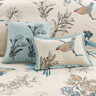 7-Piece Printed Cotton Twill Comforter Set, Khaki