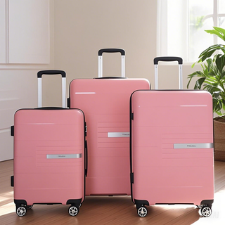 Lightweight Durable Hardshell Suitcase Set with Double Spinner Wheels and TSA Lock, Pink Polypropylene in 3 Sizes