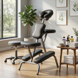 Portable Massage Chair for Tattoo and Spa with Adjustable Face Cradlewith Carrying Bag Ideal for Salon Use (BLACK)