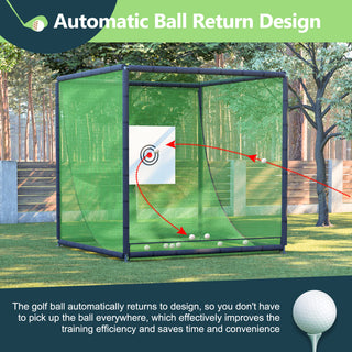 Golf Practice Net Cage,10 x 10 x 10FT Metal Frame Hitting Net Kit for Backyard,Golf Batting Cage Netting Golf Training Simulators for Home