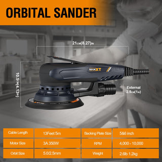 Variable Speed Electric Random Orbital Sander | Brushless 5mm Palm Sander with Case & Dual Pads