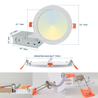 6 Inch LED Recessed Ceiling Lights | 12-Pack "Ultra-Thin" Junction-Engine | [SPECTRAL-SYNC CCT-WELD] | Industrial-Grade 1080LM Dimmable Canless Downlight | [ZERO-CLEARANCE INFUSION]