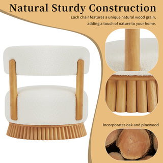 Modern Farmhouse Armless Accent Chair Set of 2 - Cozy Upholstered Living Room Chairs - Wooden Base with Thatched Roof Rod Design - Industrial Grade Heavy Duty Bedroom Side Chairs - Contemporary Farmhouse Furniture